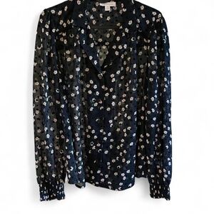Black and White Floral Blouse by Topshop